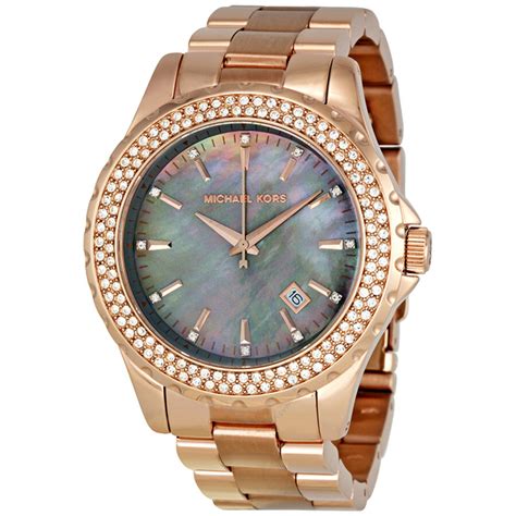 michael kors rose gold grey mother of pearl watch|Women's Runway Stainless Steel Grey Mother of Pearl Dial Watch.